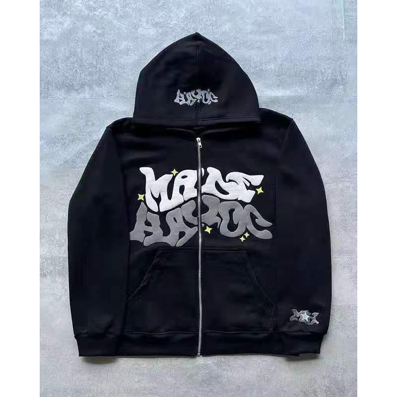 Zip-Print Hoodie