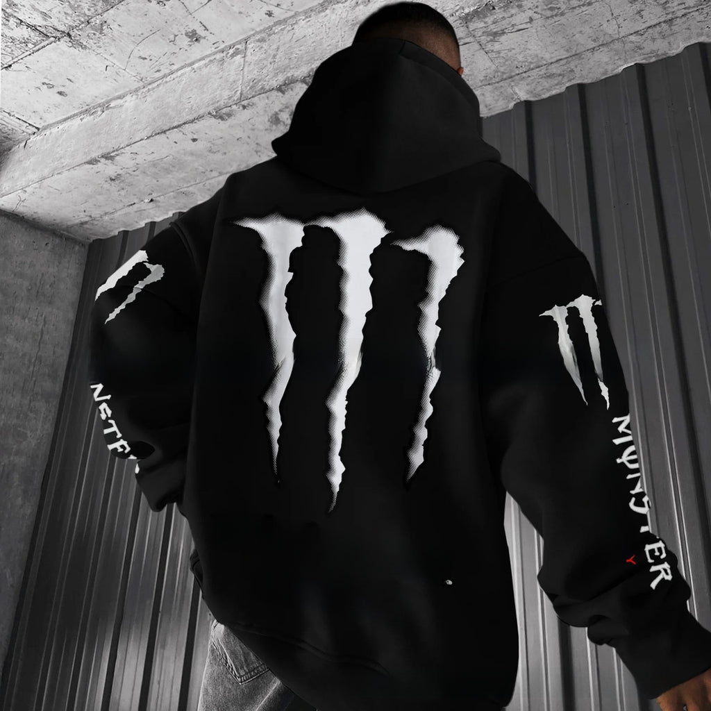 Monster hooded sweatshirt with scratch print