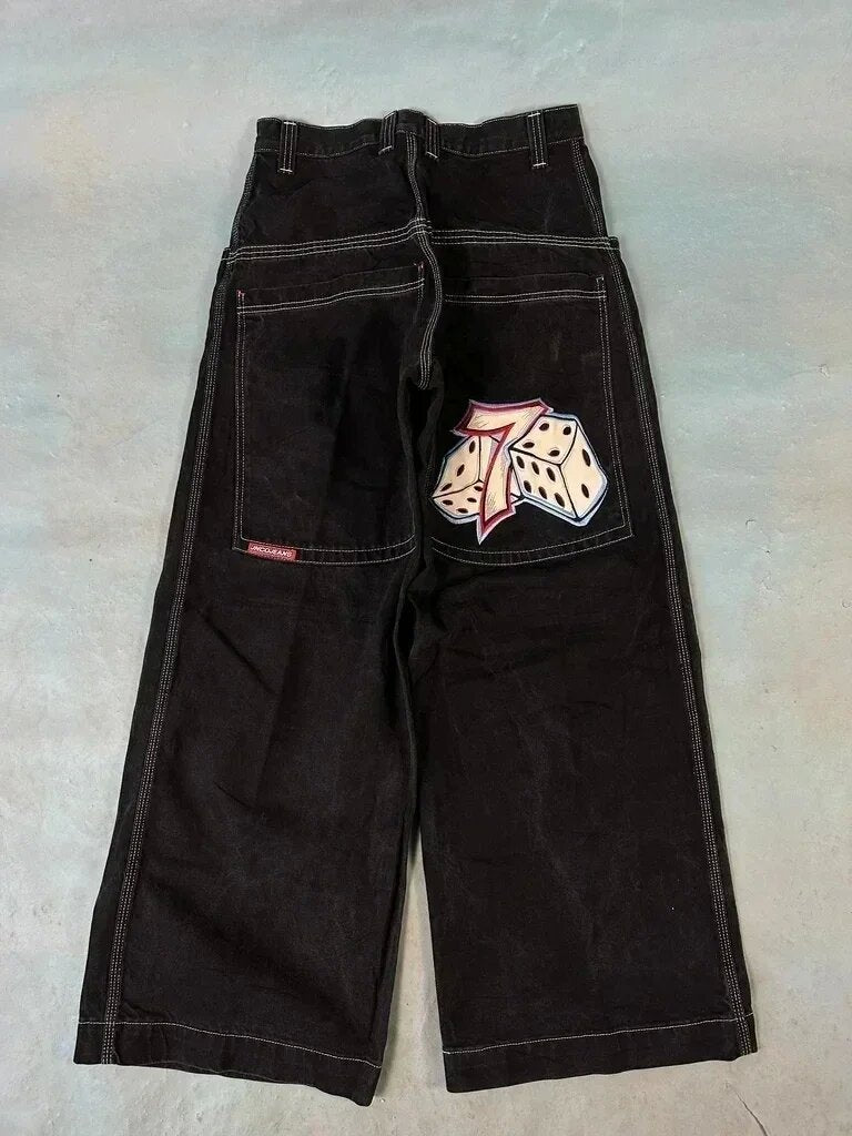 Printed Hip-Hop Denim Casual Pants