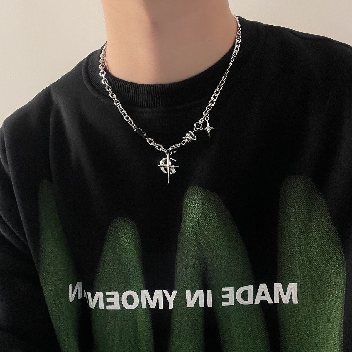 Cross Titanium Steel Cuban Chain Necklace