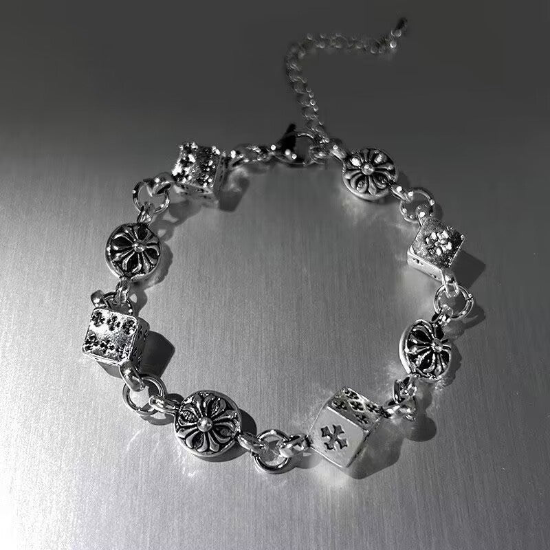 Vintage distressed dice bracelet
