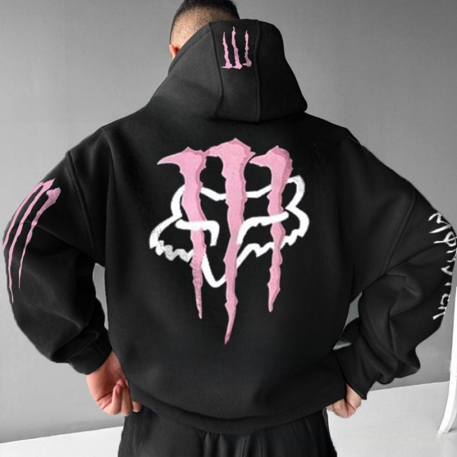 Monster hooded sweatshirt with scratch print