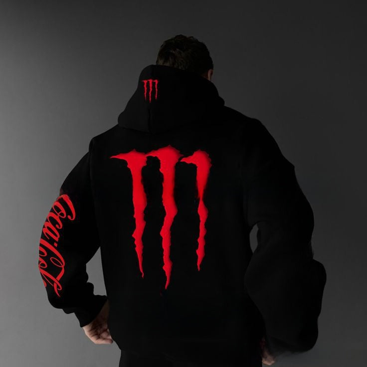 Monster hooded sweatshirt with scratch print