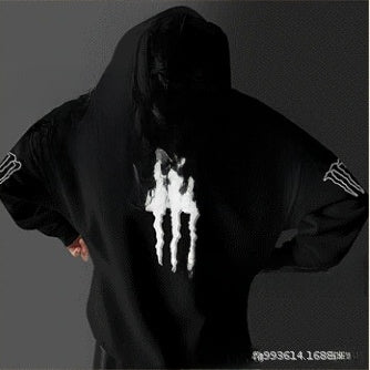 Monster hooded sweatshirt with scratch print