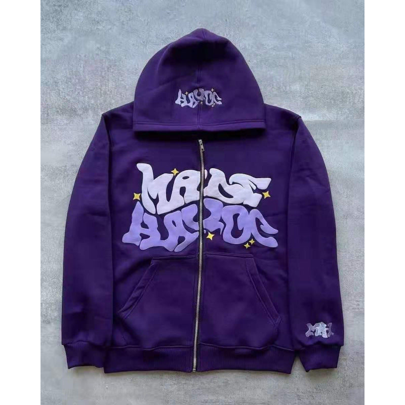 Zip-Print Hoodie