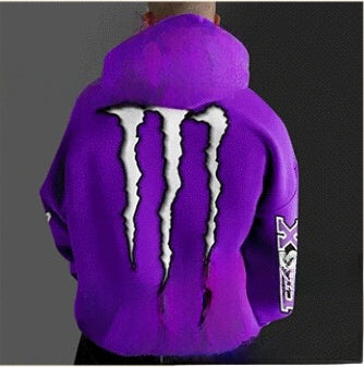 Monster hooded sweatshirt with scratch print
