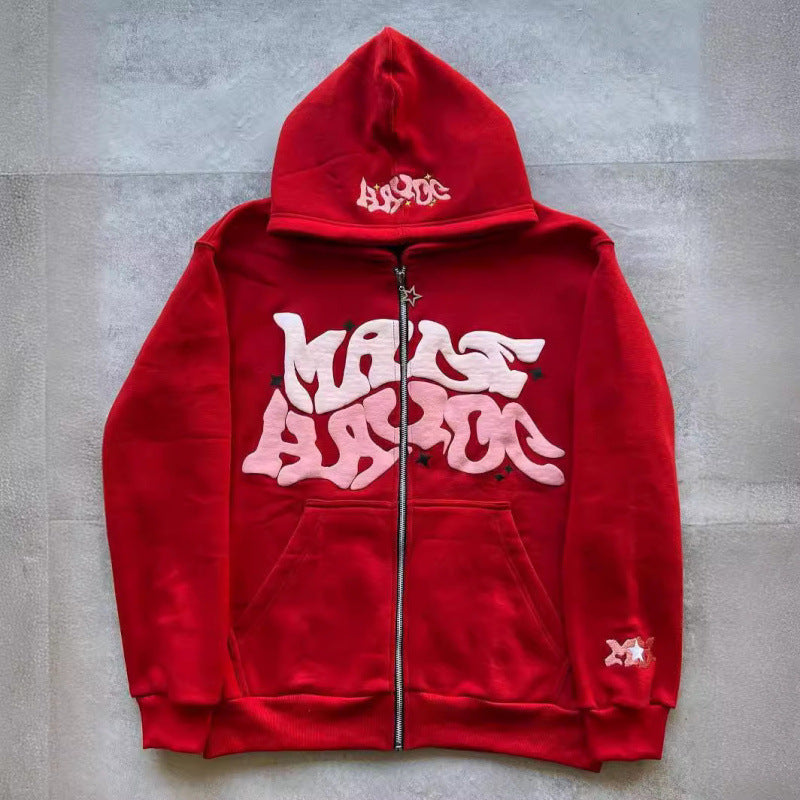 Zip-Print Hoodie