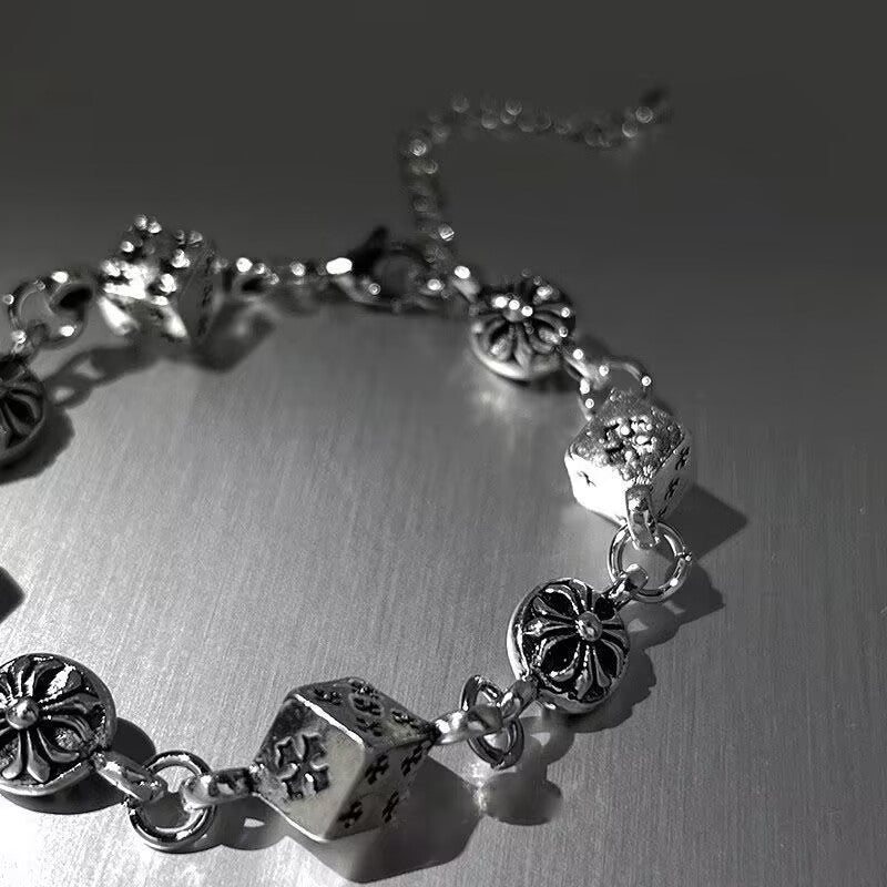 Vintage distressed dice bracelet