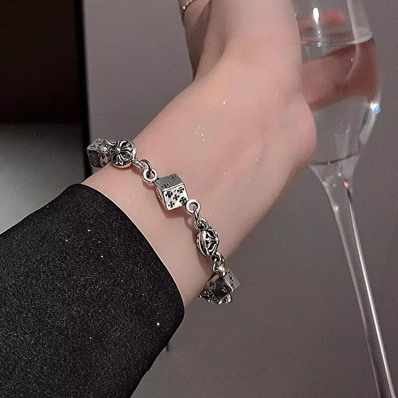 Vintage distressed dice bracelet