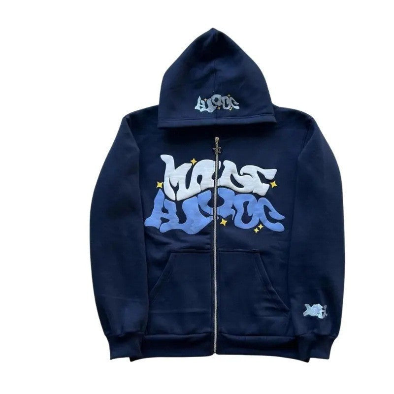 Zip-Print Hoodie
