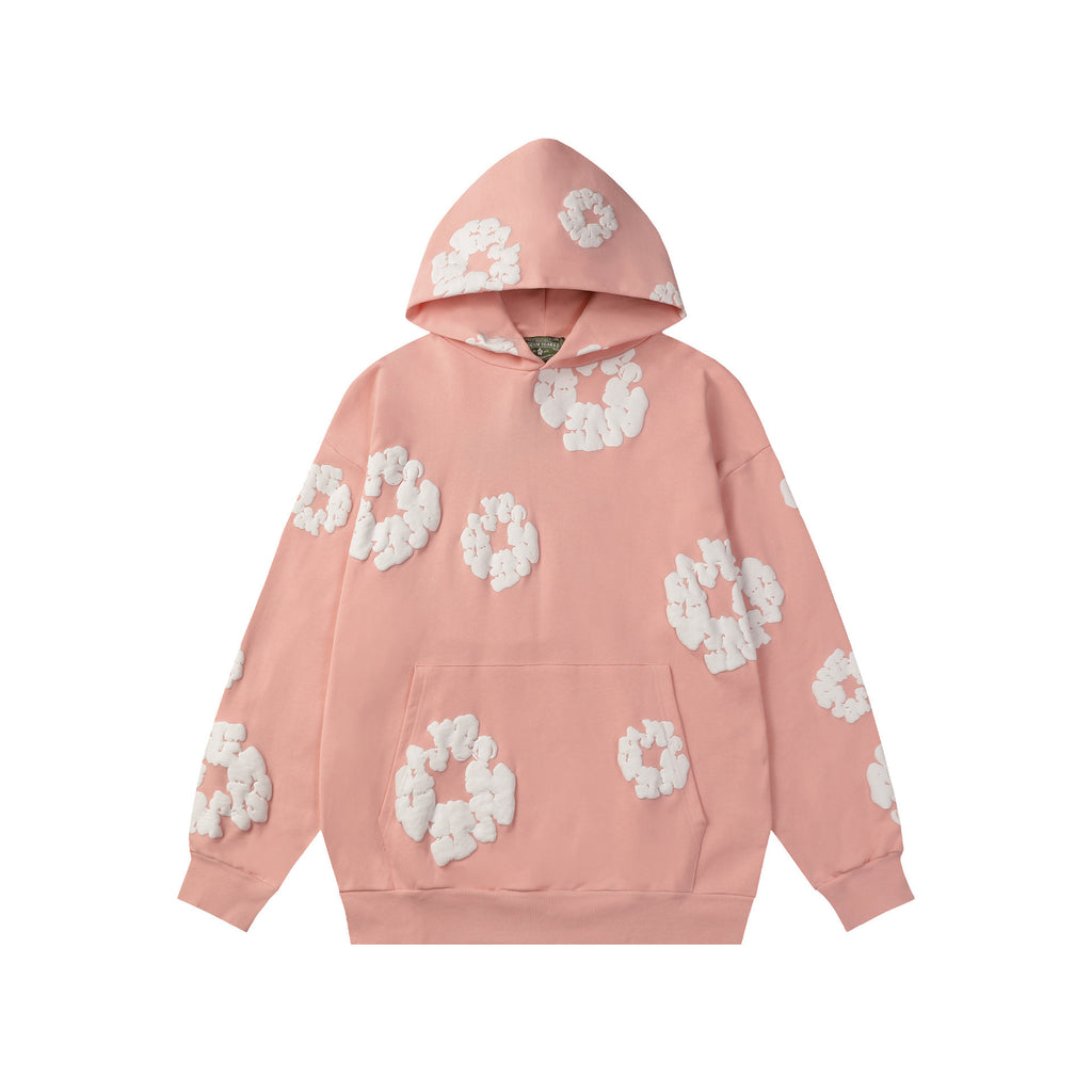 Floral Foam Print Hooded Sweatshirt