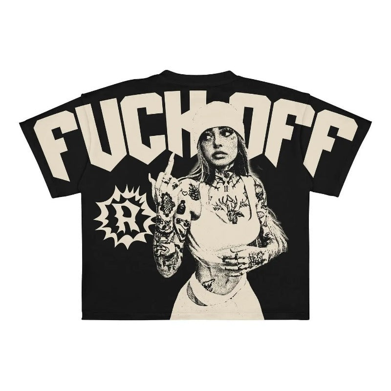Printed crew neck oversized T-shirt