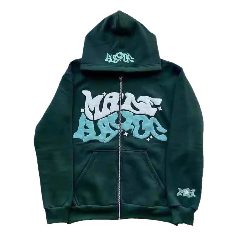 Zip-Print Hoodie