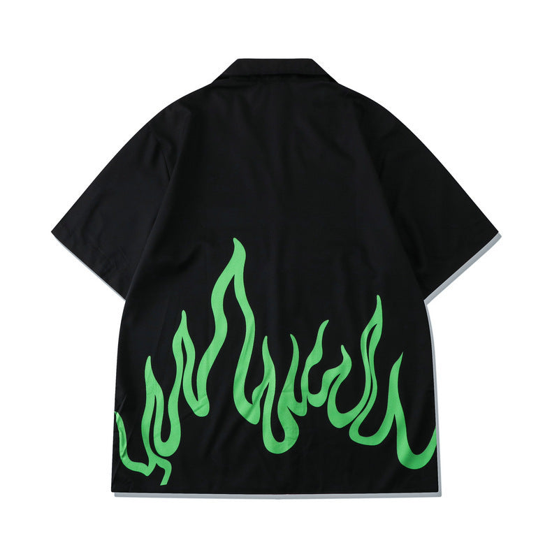 Digital Printing Flame Loose Short-Sleeved Set