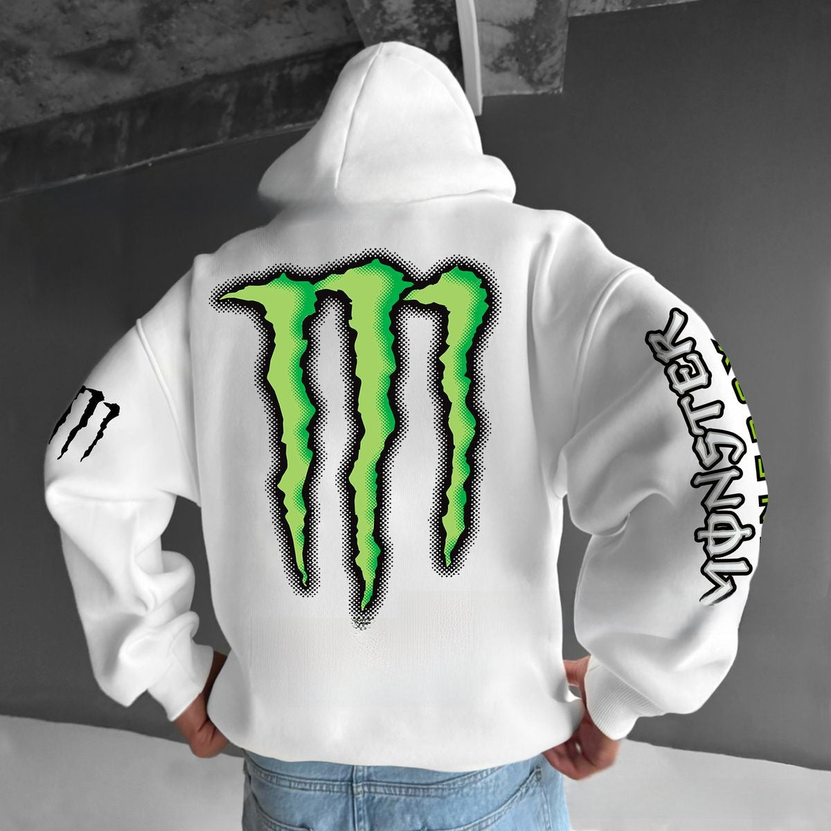 Monster hooded sweatshirt with scratch print