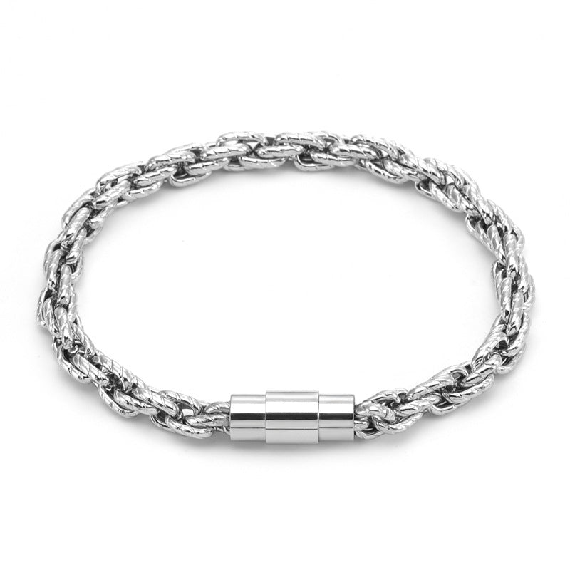 Geometric Magnetic Clasp Stainless Steel Bracelet