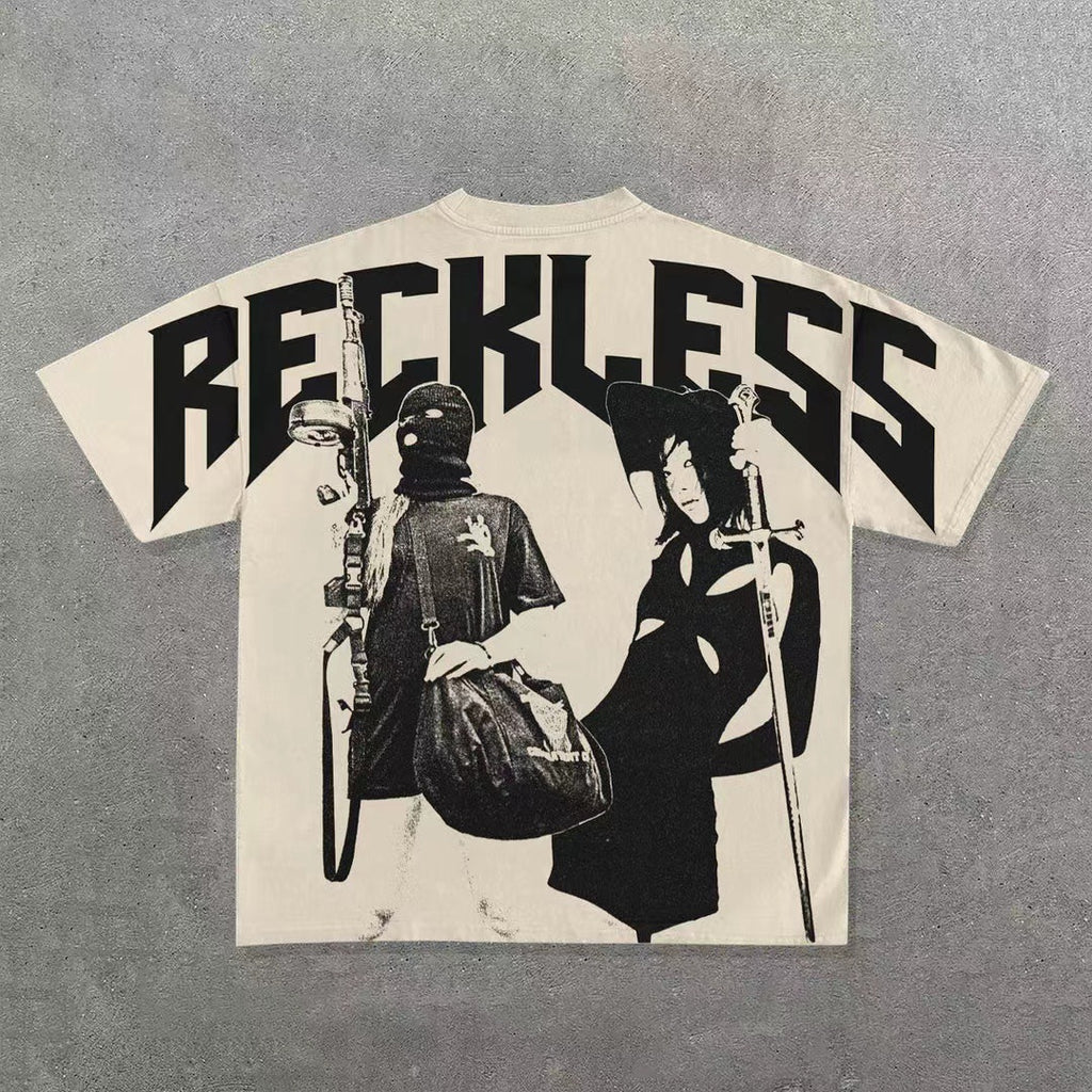 Printed crew neck oversized T-shirt
