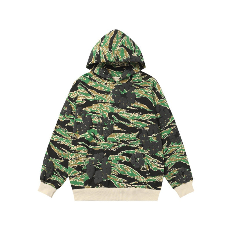Camouflage Print Sweatshirt and Pants Set