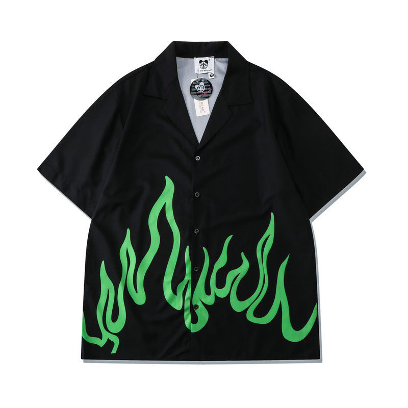 Digital Printing Flame Loose Short-Sleeved Set