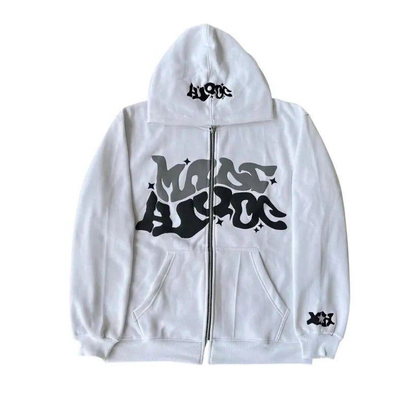 Zip-Print Hoodie