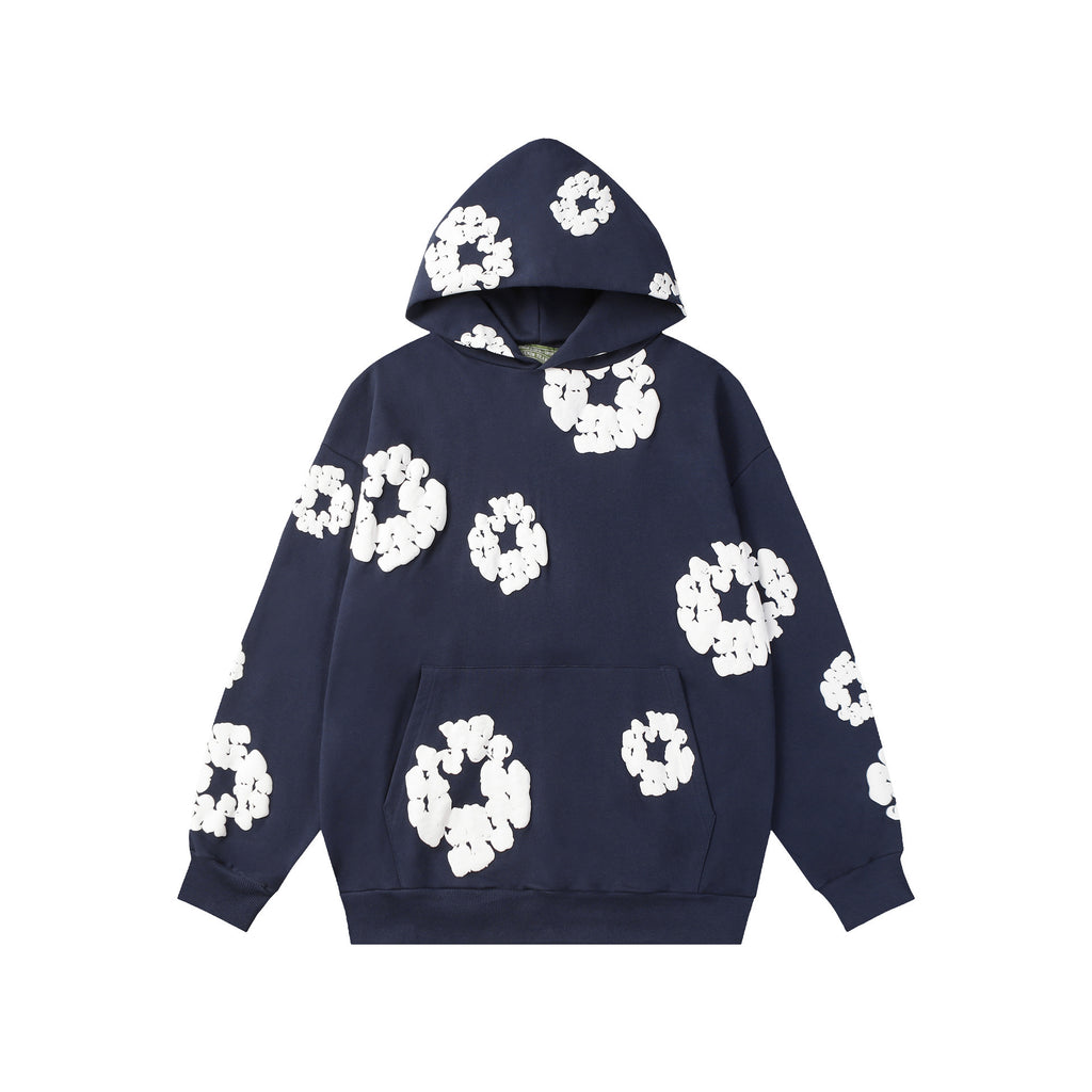 Floral Foam Print Hooded Sweatshirt