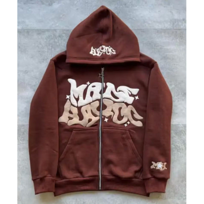 Zip-Print Hoodie