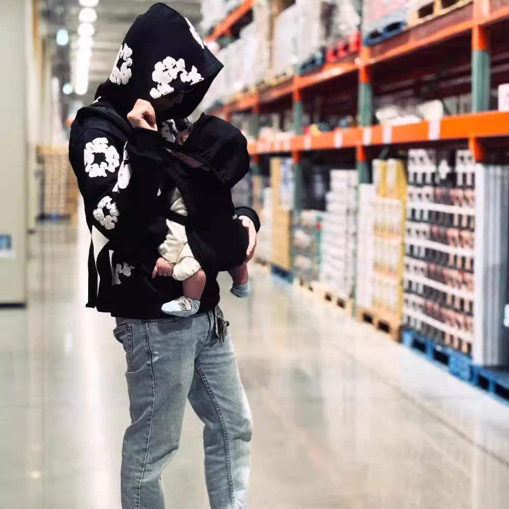 Floral Foam Print Hooded Sweatshirt