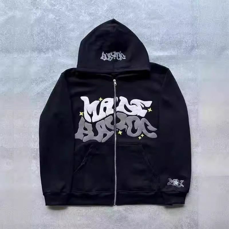 Zip-Print Hoodie