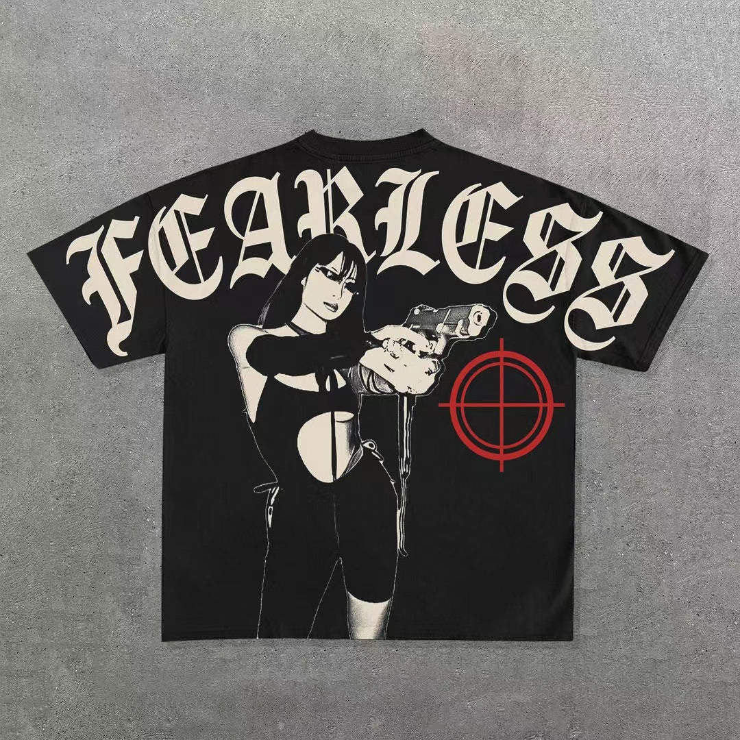 Printed crew neck oversized T-shirt