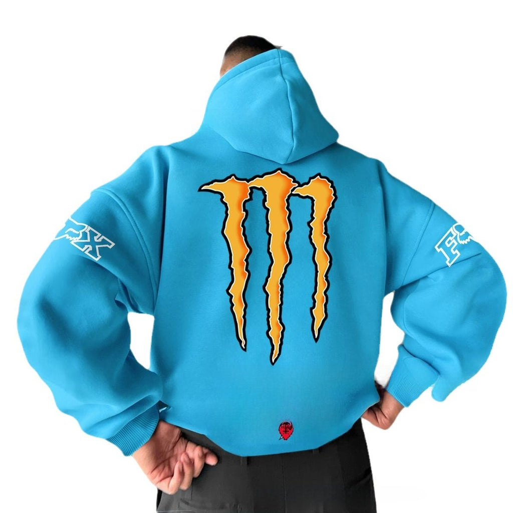 Monster hooded sweatshirt with scratch print