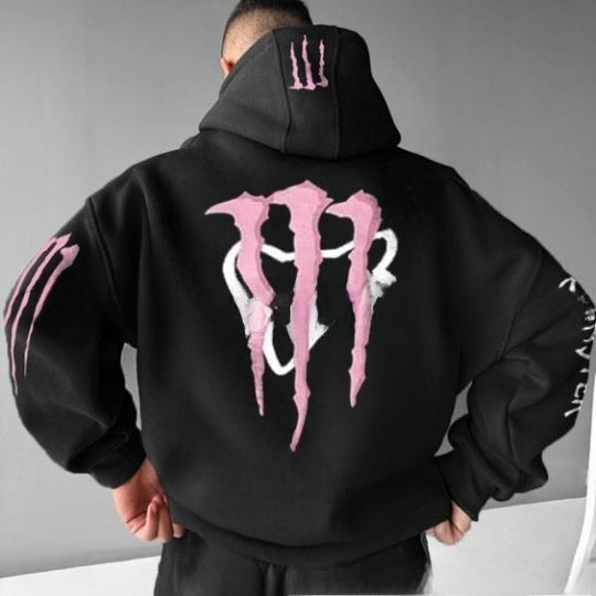 Monster hooded sweatshirt with scratch print